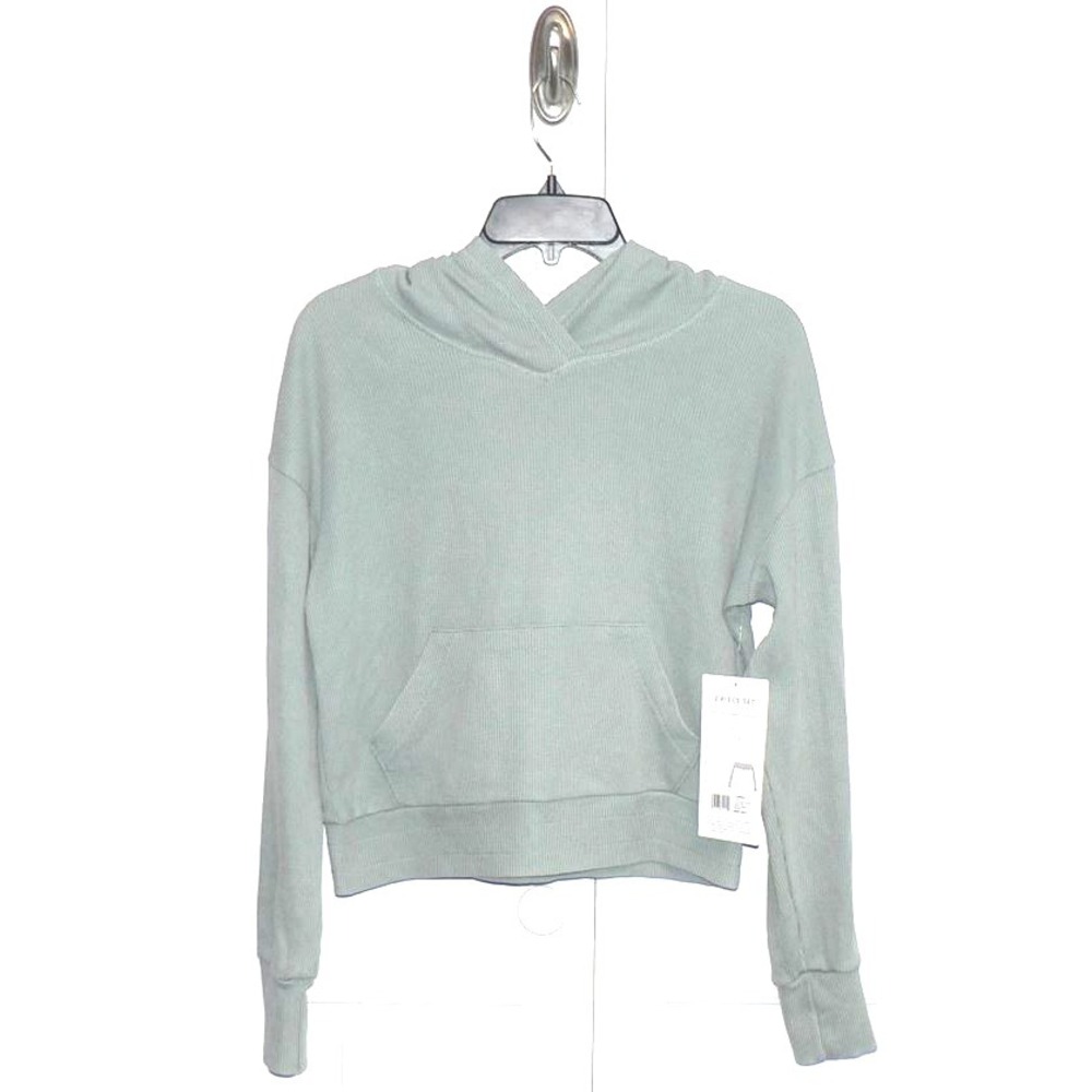 Jockie Women's Washed Waffle Kangaroo Pocket Hoodie in Chinois Green XSmall